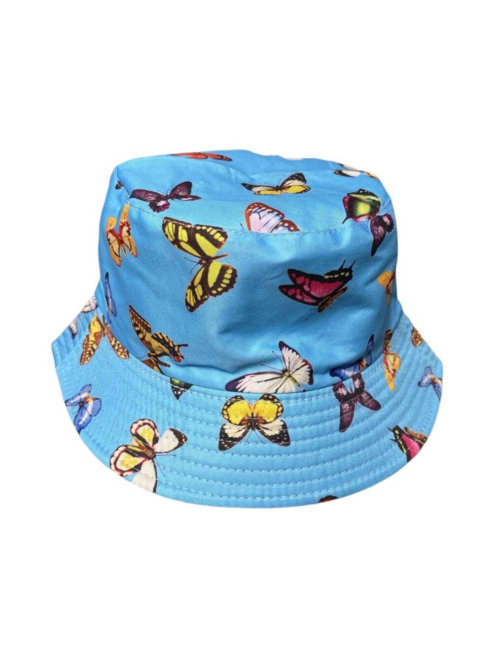 Blue Butterfly Bucket Hat Y2K Casual Streetwear Kidcore Whimsical Skater 90s